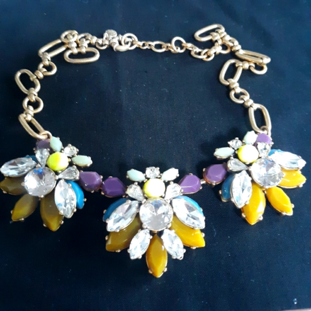 J. Crew Multi Large cluster Statement Floral Necklace